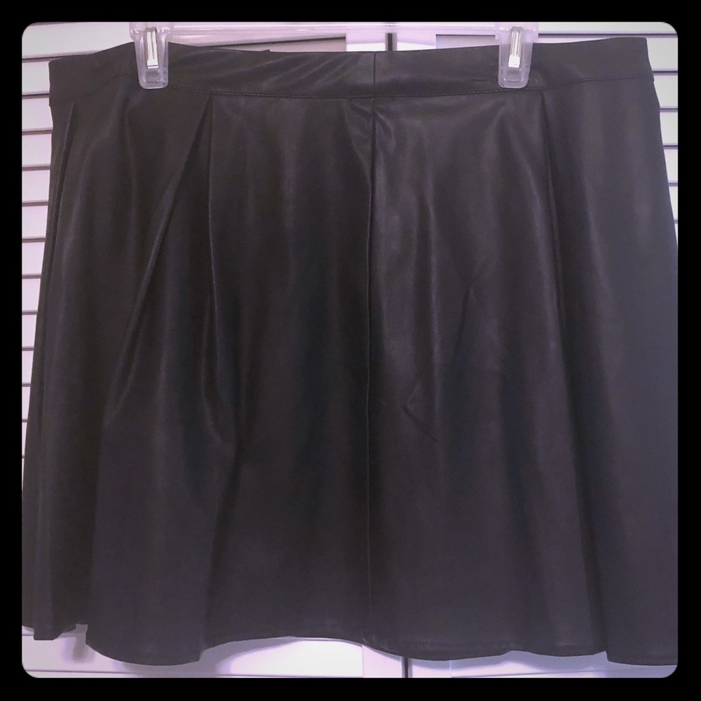 Black vegan leather circle skirt